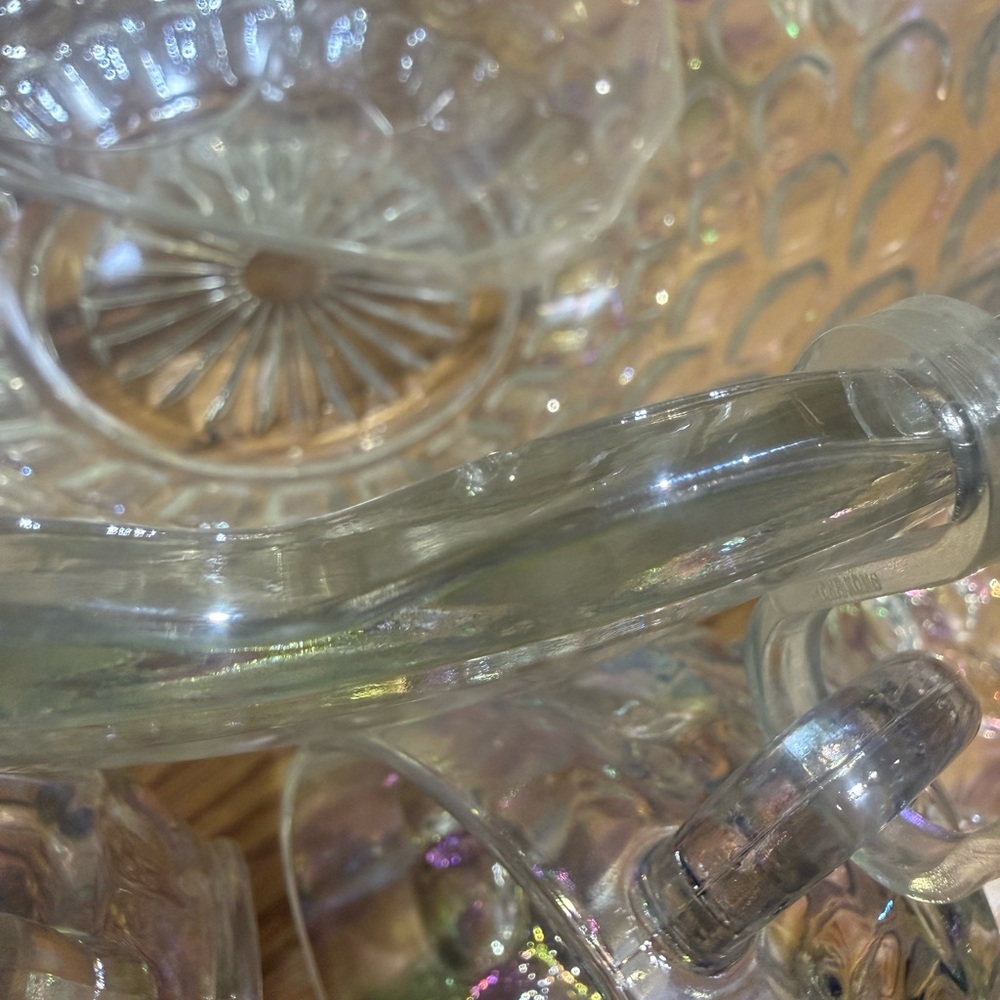 Indiana Glass Iridescent Punch Bowl Set with Clear Cups - Picture 7 of 10